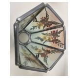 Vintage Pressed Dried Flower Stained Glass Style Lamp Tea Lite Candle Holder
