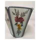 Vintage Pressed Dried Flower Stained Glass Style Lamp Tea Lite Candle Holder