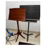 Manhasset Metal & Wood Floor Music Stands Pair Tripod Base Good