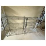 Pair of Chrome Wire Shelving Units 3 Tier Utility Storage Racks 36x18x37