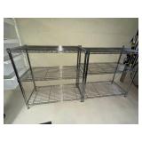 Pair of Chrome Wire Shelving Units 3 Tier Utility Storage Racks 36x18x37