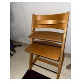 Adjustable Wooden High Chair Stokke Style Beech 31in Good Condition