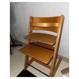 Adjustable Wooden High Chair Stokke Style Beech 31in Good Condition