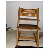 Adjustable Wooden High Chair Stokke Style Beech 31in Good Condition