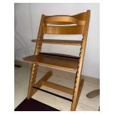 Adjustable Wooden High Chair Stokke Style Beech 31in Good Condition
