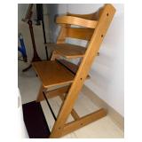 Adjustable Wooden High Chair Stokke Style Beech 31in Good Condition