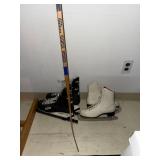 Christian Pro-130 Wood Hockey Stick, Riedell 81 Skates and Figure Skating Lot