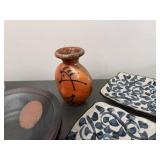 Mixed Studio Pottery Ceramic Decor Lot Bowls Plates Vase Bells Stone
