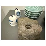 Mixed Studio Pottery Ceramic Decor Lot Bowls Plates Vase Bells Stone