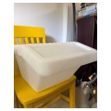 White Plastic Storage Container Bin with Hinged Cover Lid Utility Tote