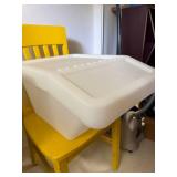 White Plastic Storage Container Bin with Hinged Cover Lid Utility Tote
