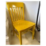 Yellow Painted Wood Slat Back Side Chair Kitchen Dining Accent Good