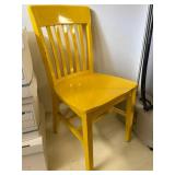 Yellow Painted Wood Slat Back Side Chair Kitchen Dining Accent Good