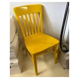 Yellow Painted Wood Slat Back Side Chair Kitchen Dining Accent Good