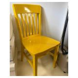 Yellow Painted Wood Slat Back Side Chair Kitchen Dining Accent Good
