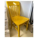 Yellow Painted Wood Slat Back Side Chair Kitchen Dining Accent Good