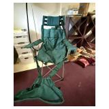 Folding Camping Chair w Adjustable Footrest Green Carry Bag Good