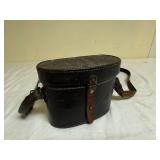 Antique 8x30 Brass Binoculars w Leather Case Strap Black Field Glass