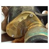 Antique 8x30 Brass Binoculars w Leather Case Strap Black Field Glass