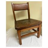 Pair of Small Oak Ladder Back Chairs Child Size Primitive Style