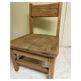 Pair of Small Oak Ladder Back Chairs Child Size Primitive Style