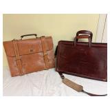 J. Peterman & Vintage Leather Briefcase Attache Bag Lot 2 Brown
