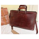 J. Peterman & Vintage Leather Briefcase Attache Bag Lot 2 Brown