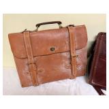 J. Peterman & Vintage Leather Briefcase Attache Bag Lot 2 Brown