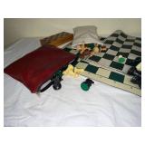 Mixed Chess Set Lot Wood & Plastic Pieces Boards Box Bags See Photos