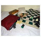 Mixed Chess Set Lot Wood & Plastic Pieces Boards Box Bags See Photos