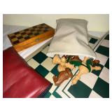 Mixed Chess Set Lot Wood & Plastic Pieces Boards Box Bags See Photos