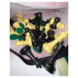 Mixed Chess Set Lot Wood & Plastic Pieces Boards Box Bags See Photos