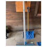 Wide Aluminum Snow Pusher Shovel Blue Handle Push Blade Good Cond
