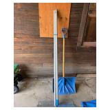 Wide Aluminum Snow Pusher Shovel Blue Handle Push Blade Good Cond