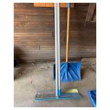 Wide Aluminum Snow Pusher Shovel Blue Handle Push Blade Good Cond