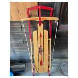 Flexible Flyer Vintage Wood Metal Runner Sled Red Classic Winter Decor