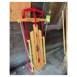 Flexible Flyer Vintage Wood Metal Runner Sled Red Classic Winter Decor