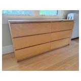 Maple Six-Drawer Dresser 63" W X 19" D X 30" H
