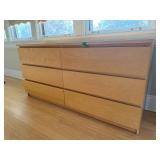 Maple Six-Drawer Dresser 63" W X 19" D X 30" H