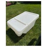 Plastic Storage Bin With Hinged Lid