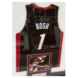 Chris Bosh Autographed and Custom Framed w/ Upper Deck and Miami Heat COA Basketball Jersey 34.5x43"