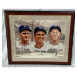Dom DiMaggio, Johnny Pesky, and Bobby Doerr Autographed and Framed Boston Red Sox Baseball Print w/ COA 26x22"