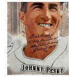 Dom DiMaggio, Johnny Pesky, and Bobby Doerr Autographed and Framed Boston Red Sox Baseball Print w/ COA 26x22"