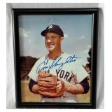 Enos Slaughter Autographed Baseball Photo Framed 8x10"