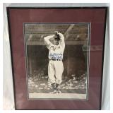 Bob Feller Autographed , Framed, and Matted Baseball Photo