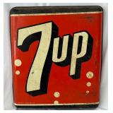 Vintage 7UP Embossed Metal Advertising Sign by Sout Sign Company - 1950