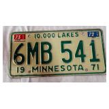 Vintage 1971 Minnesota License Plate