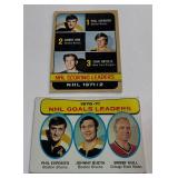 (2) Vintage Hokcey Cards 70/71 Goals Leaders and 71/72 Scoring Leaders - Esposito, Orr, Hull, and More