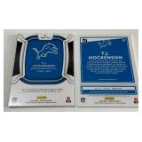 (2) T.J. Hockenson Relic Cards Including /35 2022 Certified and 2020 Donruss