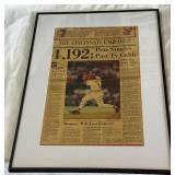 Pete Rose Autographed Newspaper Framed Baseball Piece